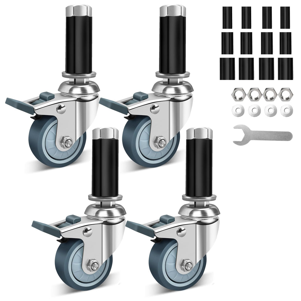 2 Inch Expanding Stem Caster Wheels with Locking Brake Set of 4 I122