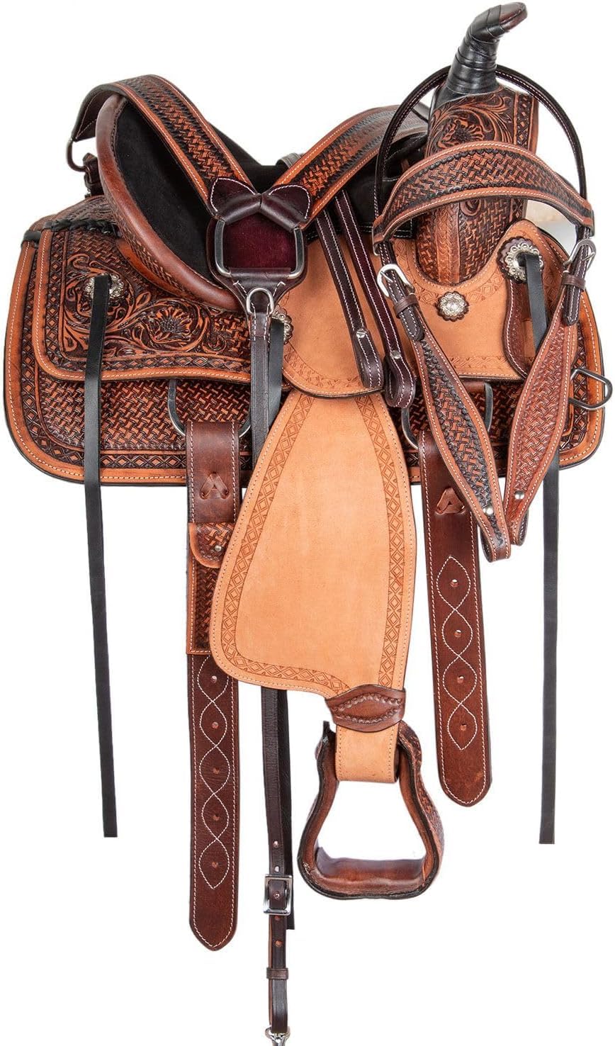 Leather Horse Saddle Set with Tack & Stirrups N400201