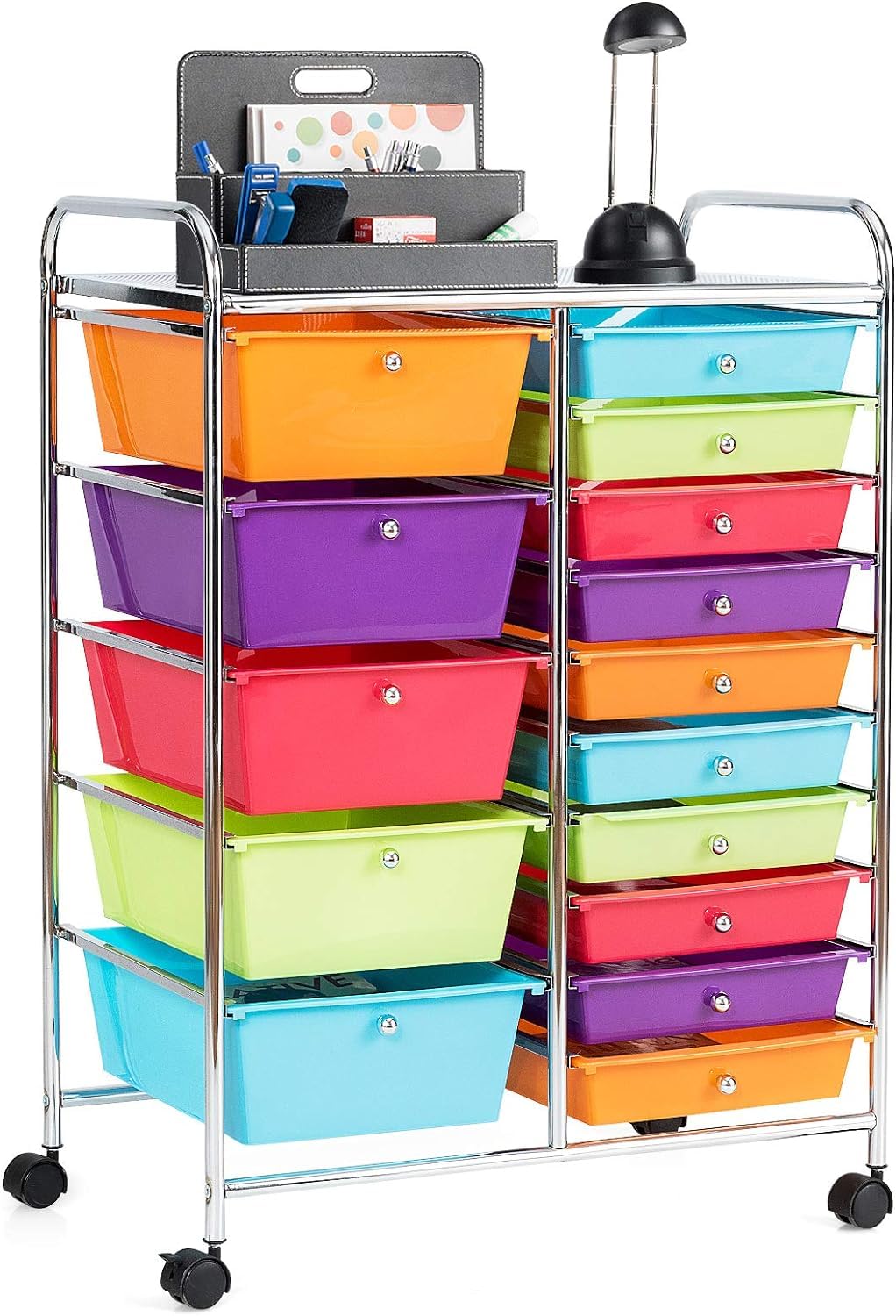 15 Drawer Rolling Storage Cart with Lockable Wheels Z30677