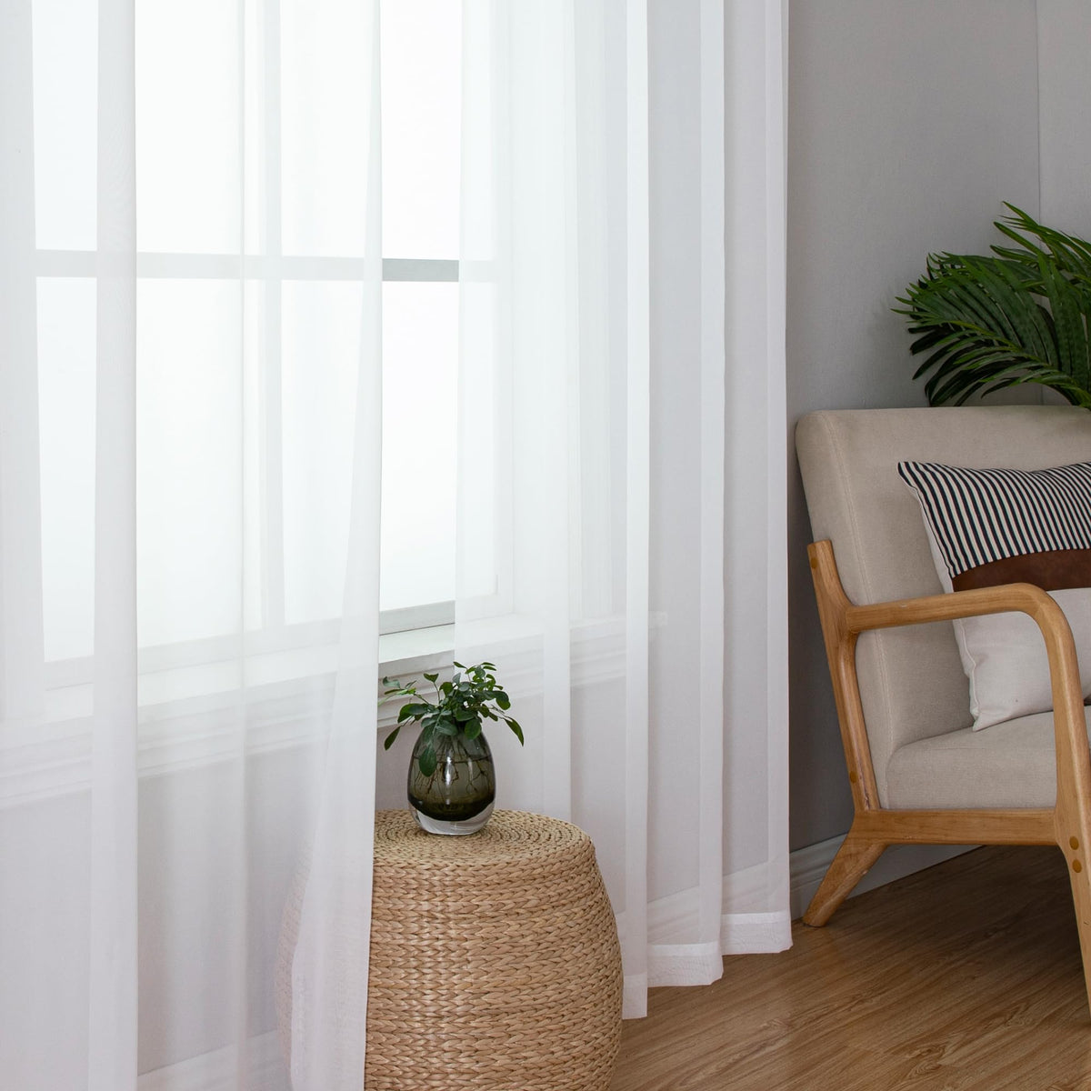 White Sheer Curtains 72 Inches Long 2 Panels J44855