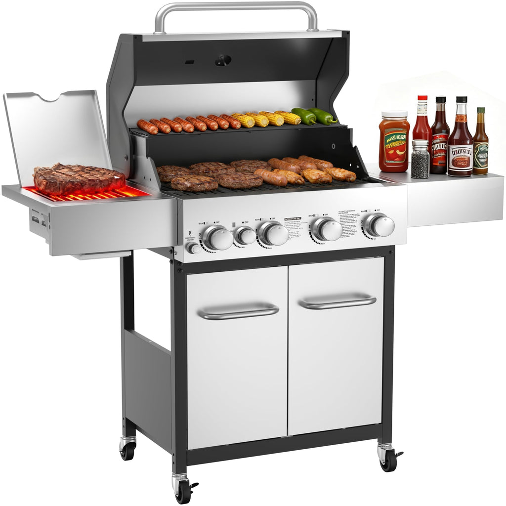 4 Burner Gas Grill with Infrared Side Burner V61031