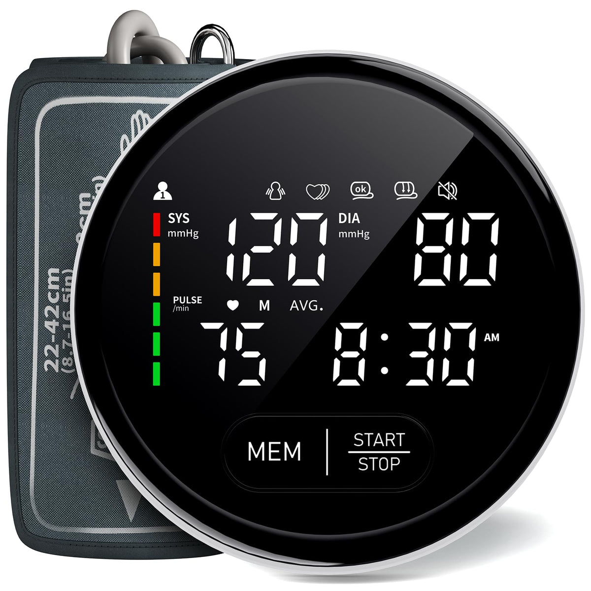 Blood Pressure Monitor Upper Arm Adjustable Cuff Voice Broadcast Large Backlit Display 240 Sets Memory L307