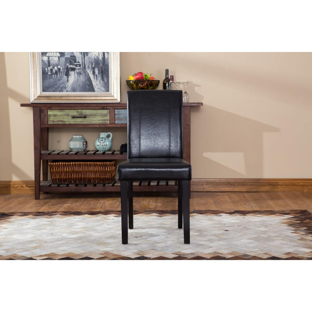 Solid Wood Leatherette Parson Chair Set of 2 S1963