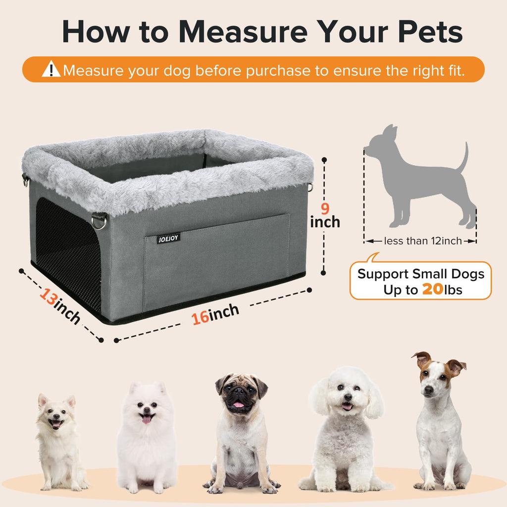 Dog Booster Seat with Metal Frame and Safety Leash, Grey O4817