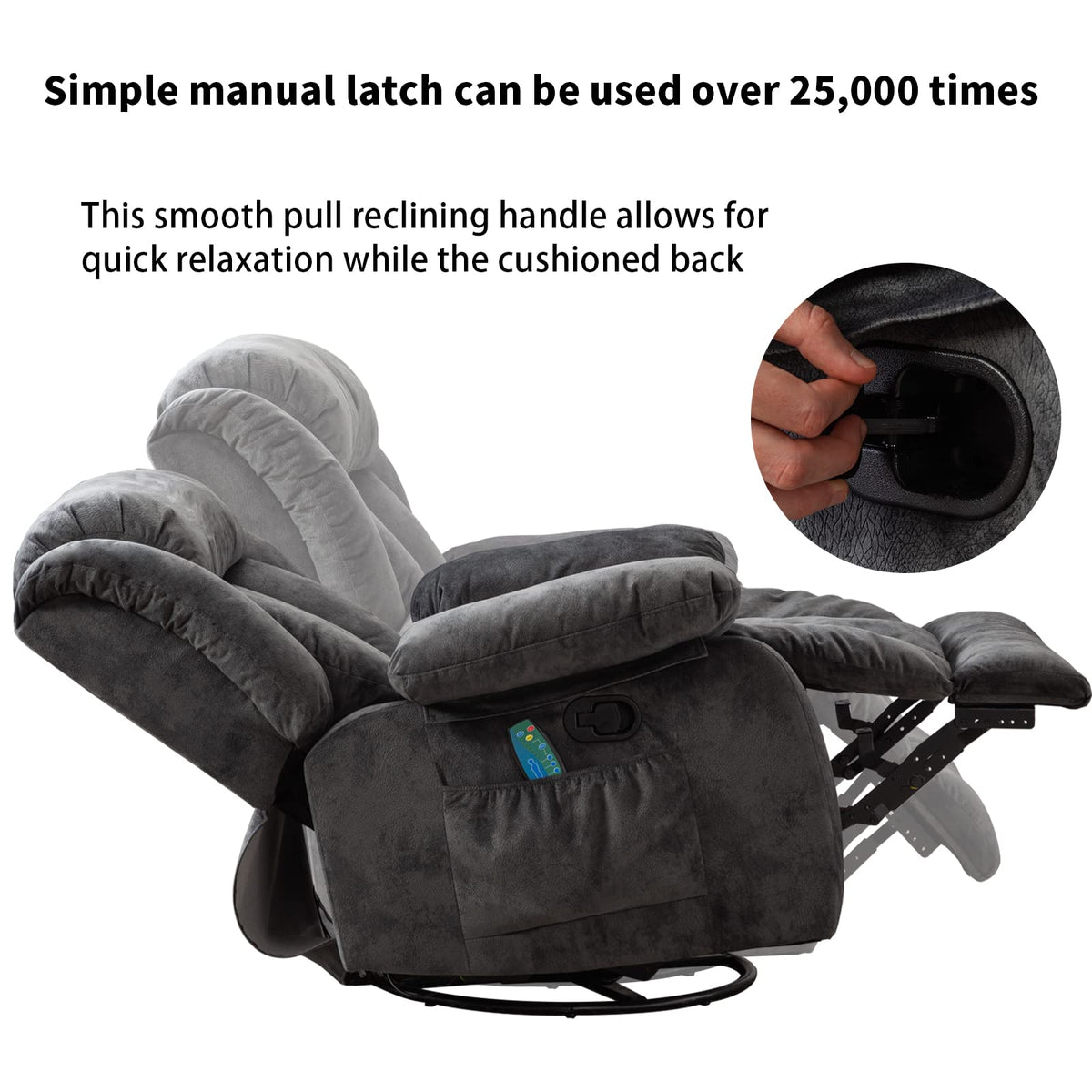 Gray Massage Swivel Rocker Recliner Chair I618
