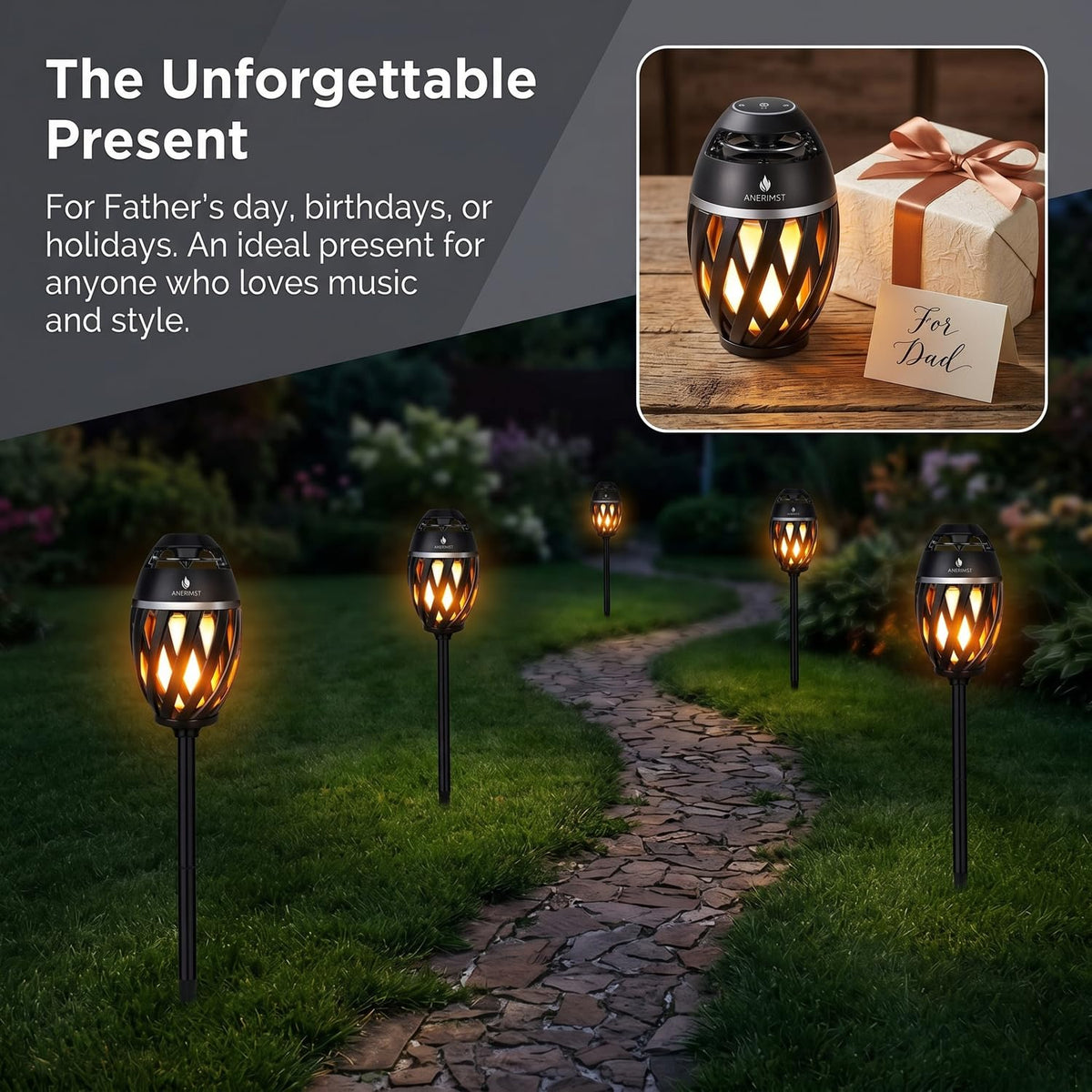 Black 2 Pack Waterproof Bluetooth Speaker with LED Torch Light S9972