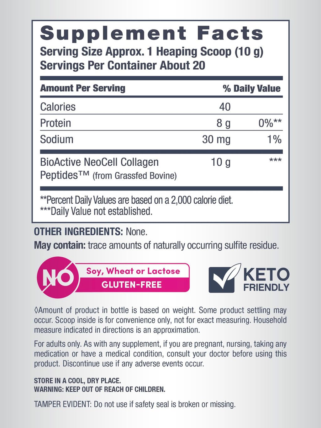 Grassfed Collagen Peptides Powder 14 oz Unflavored A542