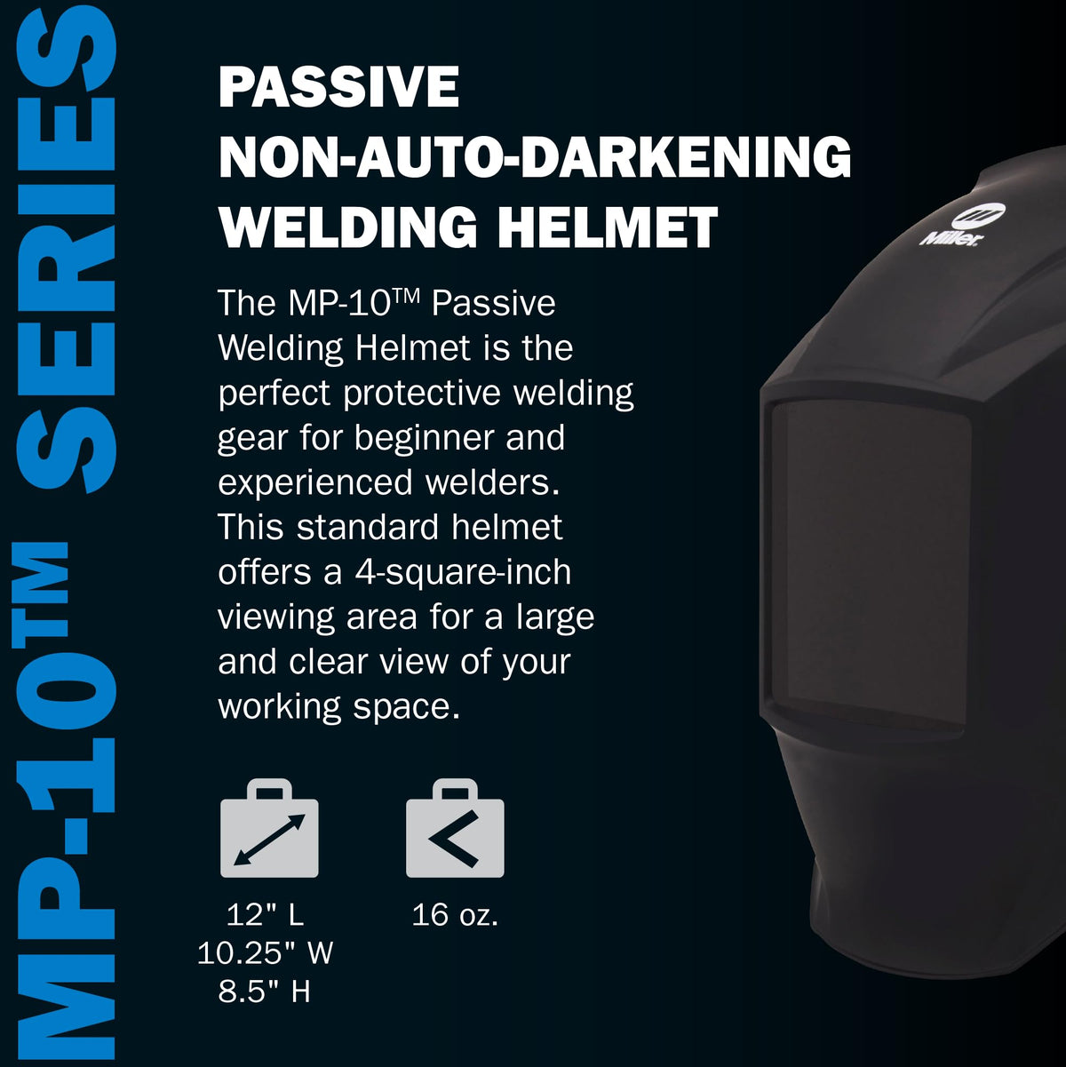 Passive Welding Helmet, 4x4 in Viewing Area F162