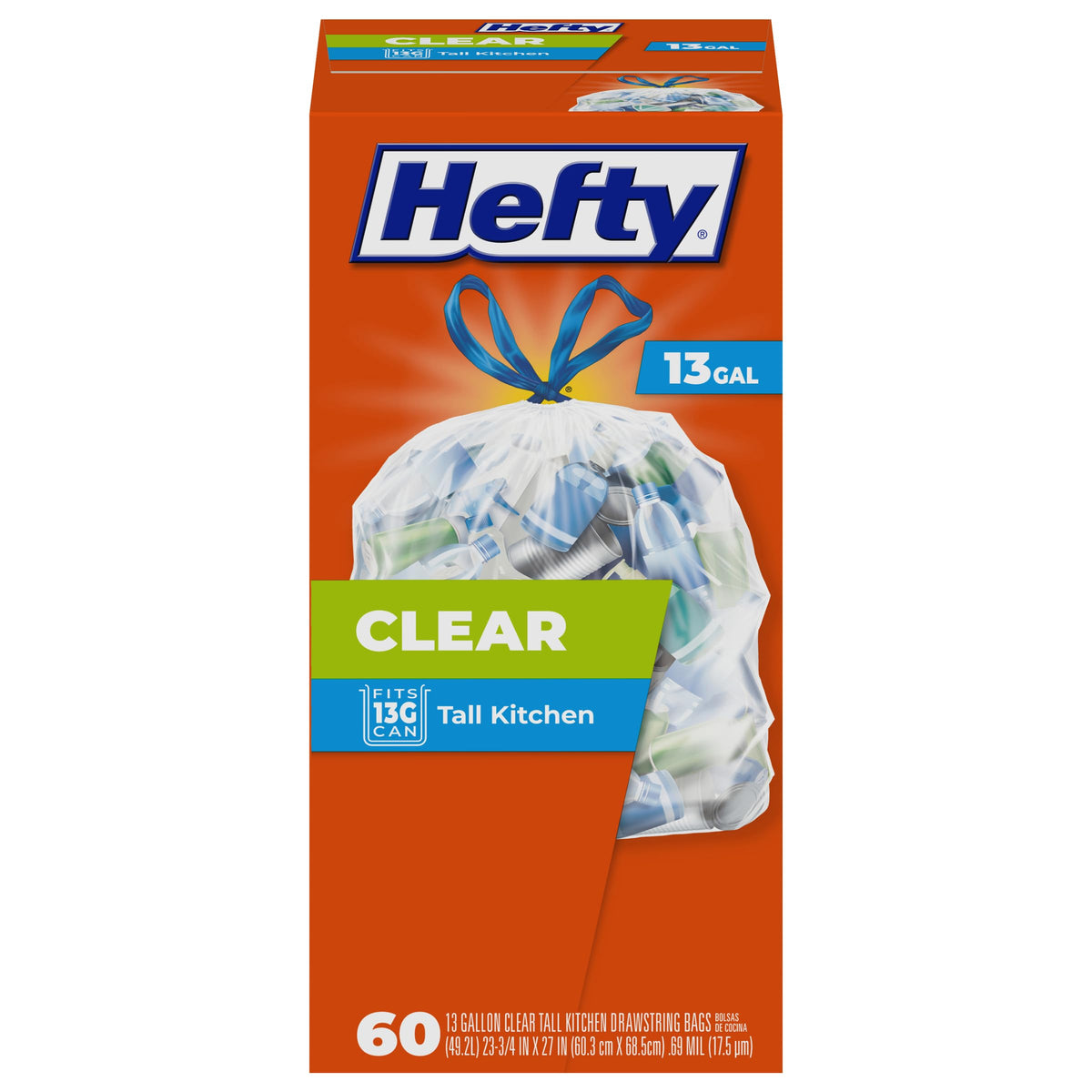 Tall Clear 13 Gallon Unscented Trash Bags 60ct X510109