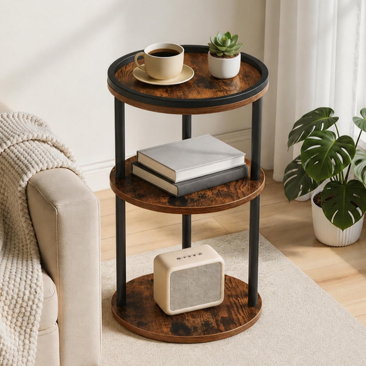 Small Round 3-Tier Side Table J486623