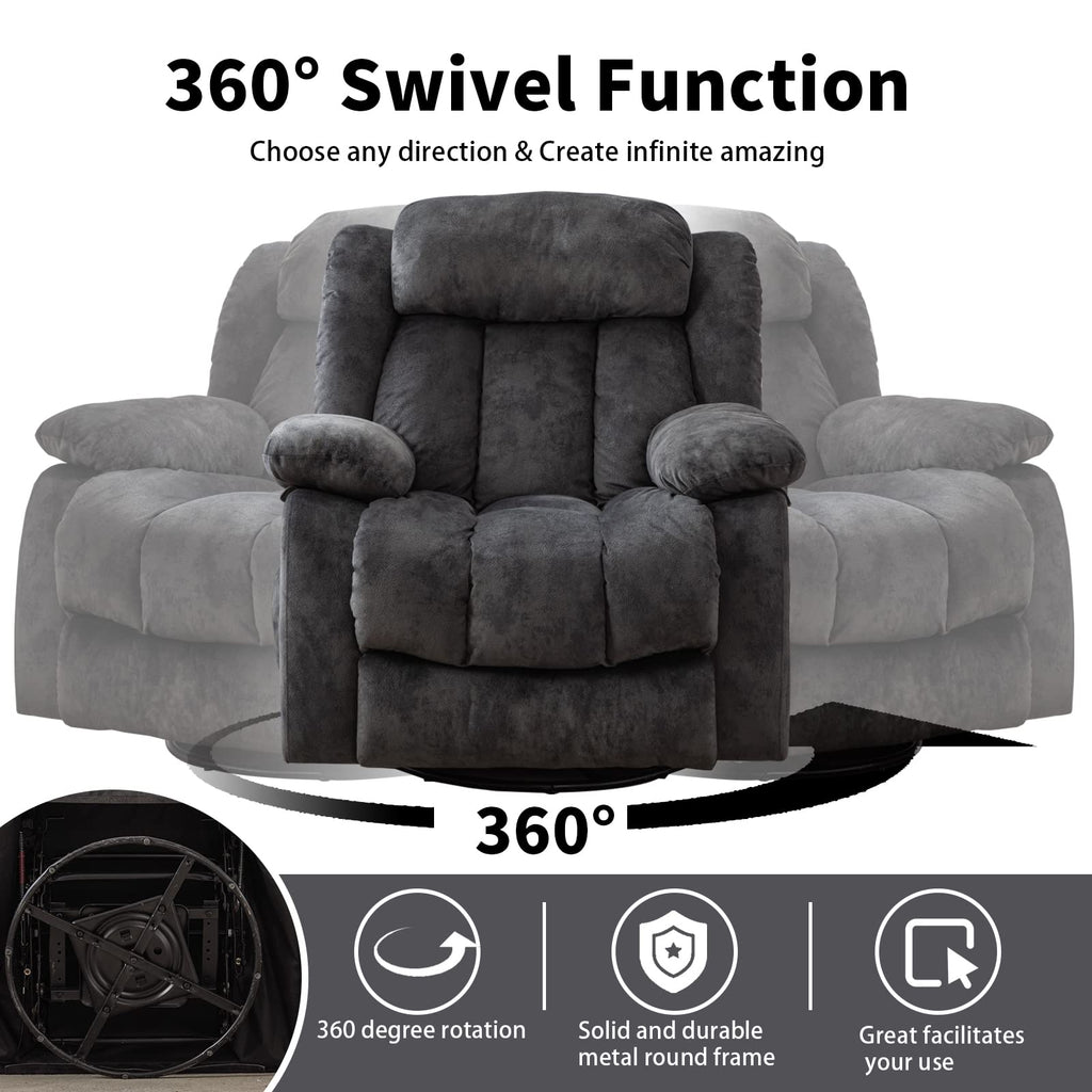 Gray Massage Swivel Rocker Recliner Chair I618