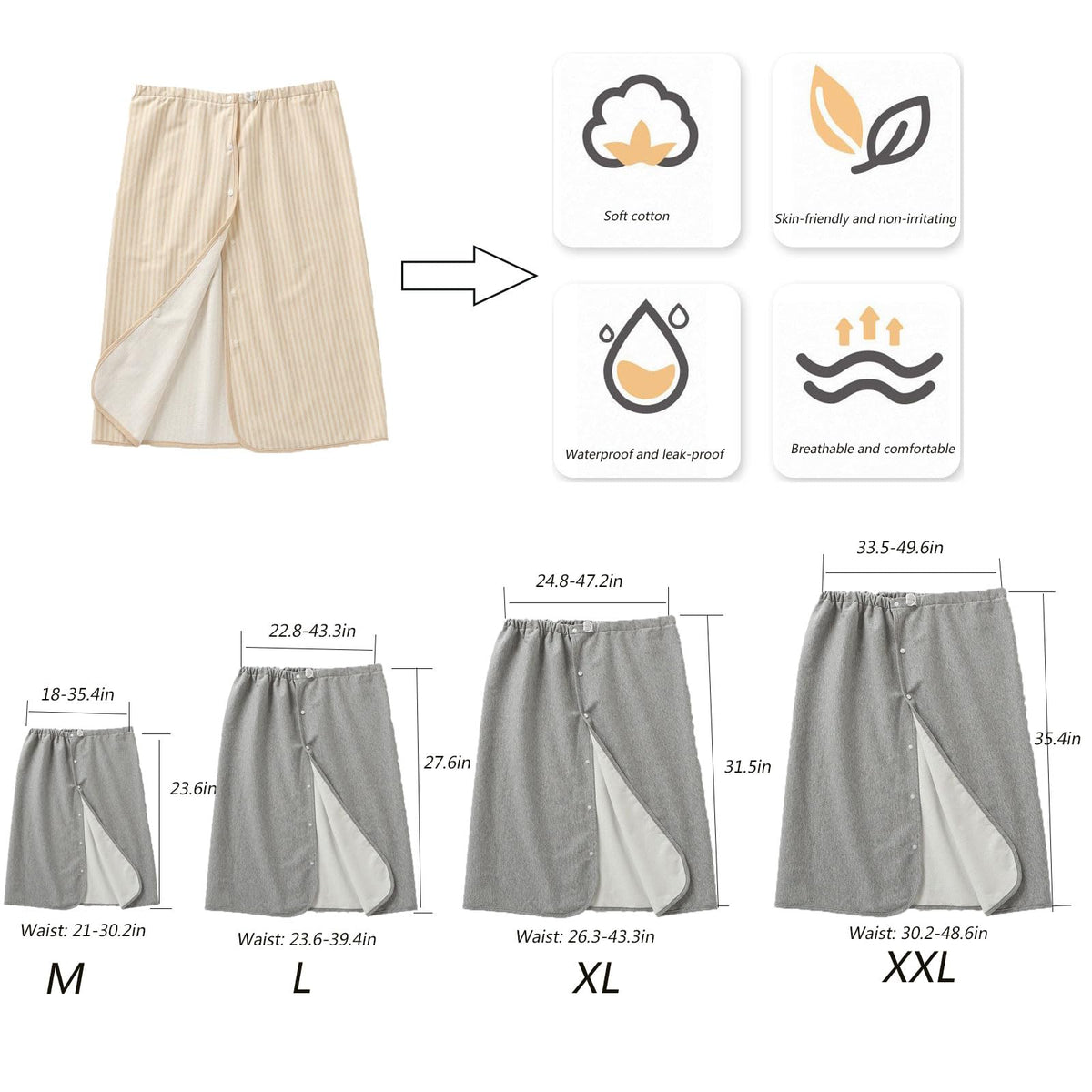 Full Open Waterproof Adjustable Reusable Adult Diaper Skirt Z505210