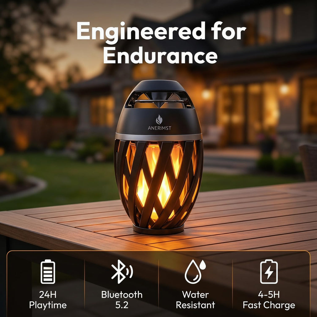 Black 2 Pack Waterproof Bluetooth Speaker with LED Torch Light S9972