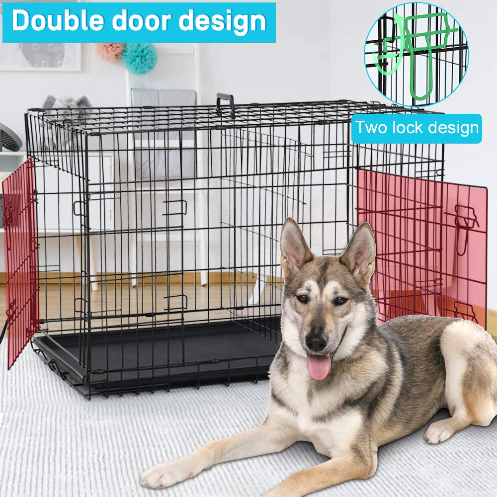 Folding Metal Dog Crate with Tray & Divider A5598