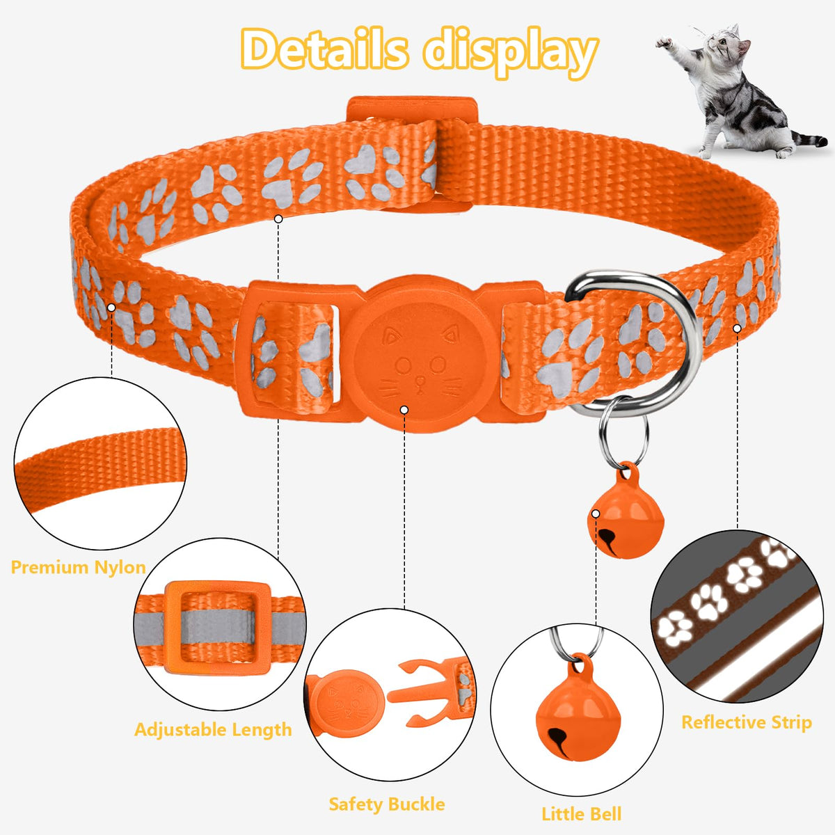 2 Pack Reflective Breakaway Cat Collar with Bell W567