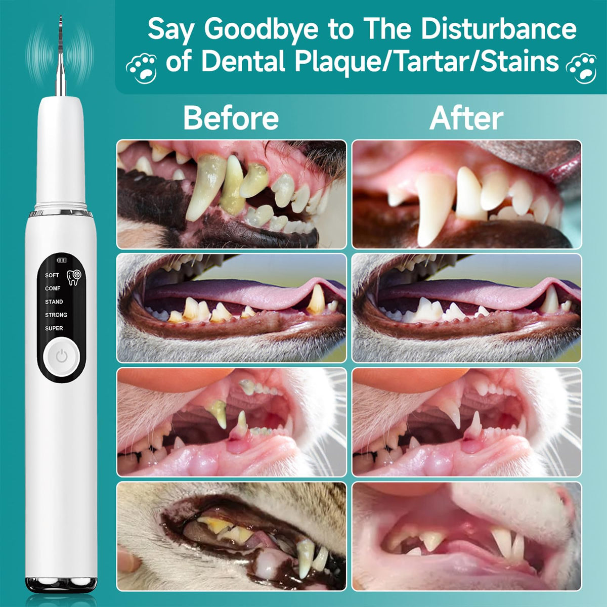 Dog Plaque Remover with LED Light Electric Toothbrush E1092