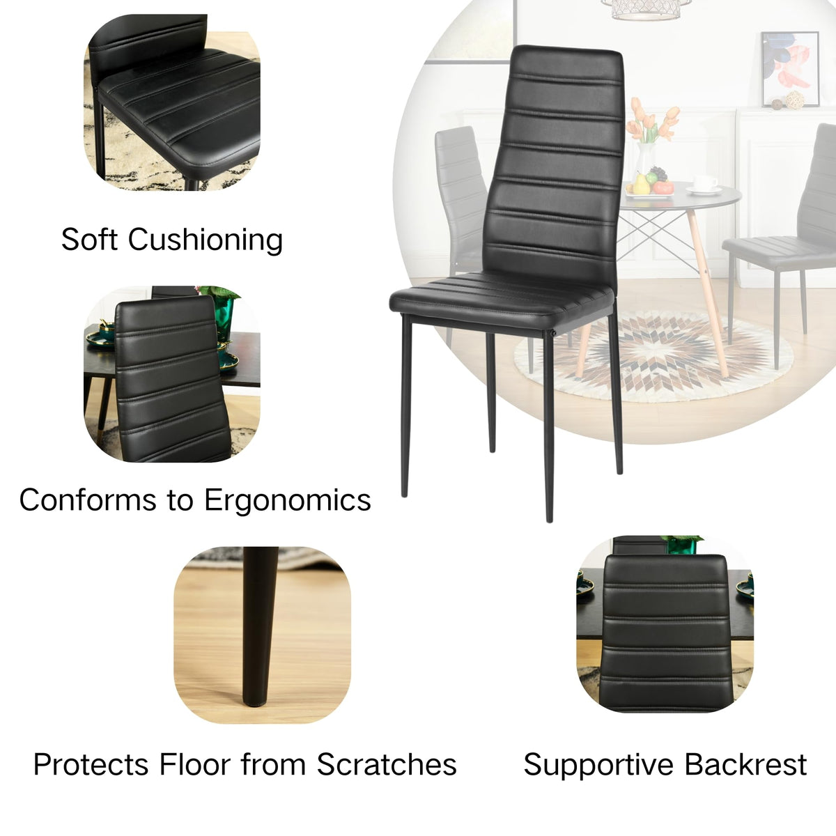 Black PU Dining Chairs Set of 4 Z8770