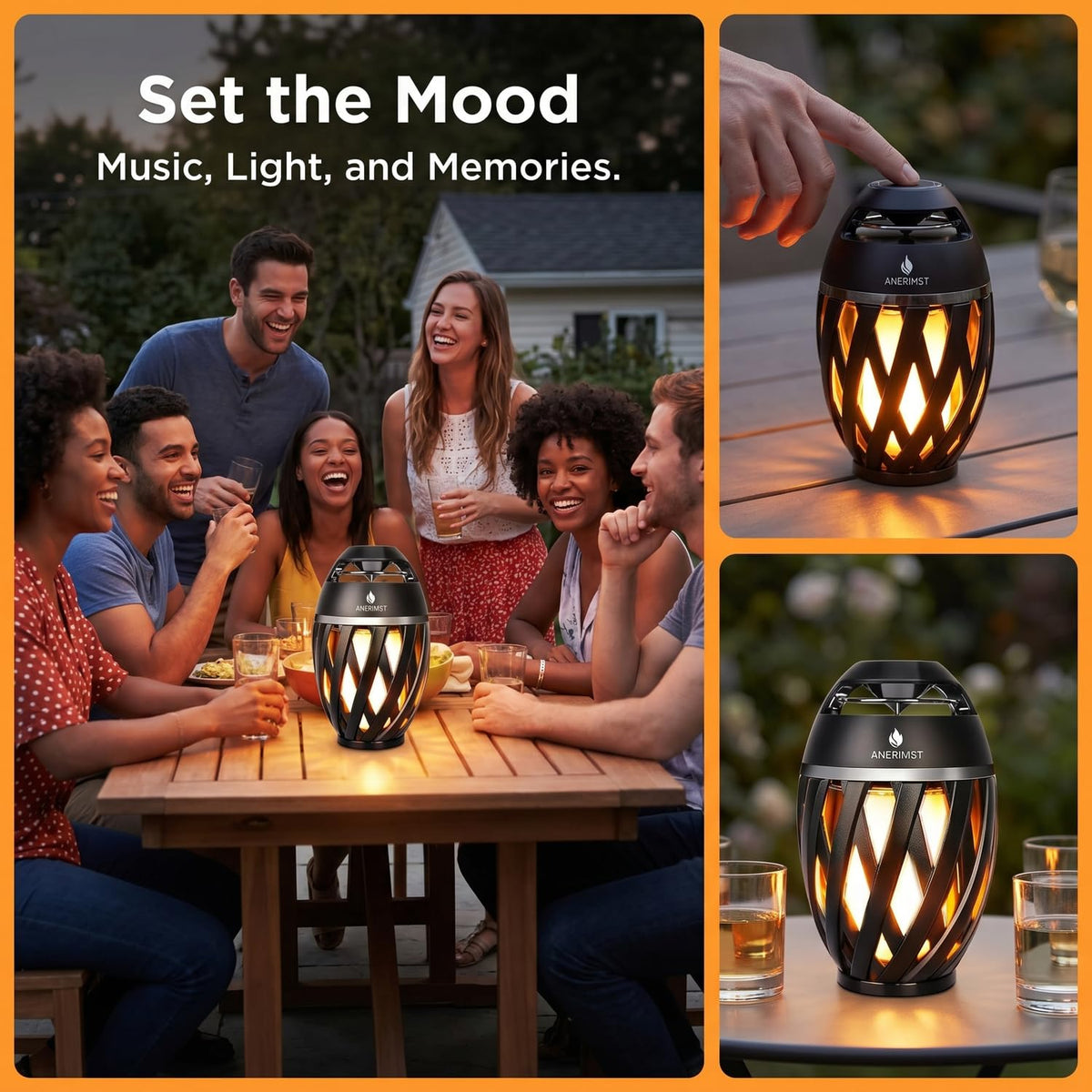 Black 2 Pack Waterproof Bluetooth Speaker with LED Torch Light S9972