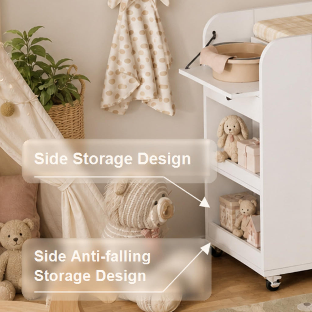 White 2 Drawer Baby Changing Table with Wheels K304441