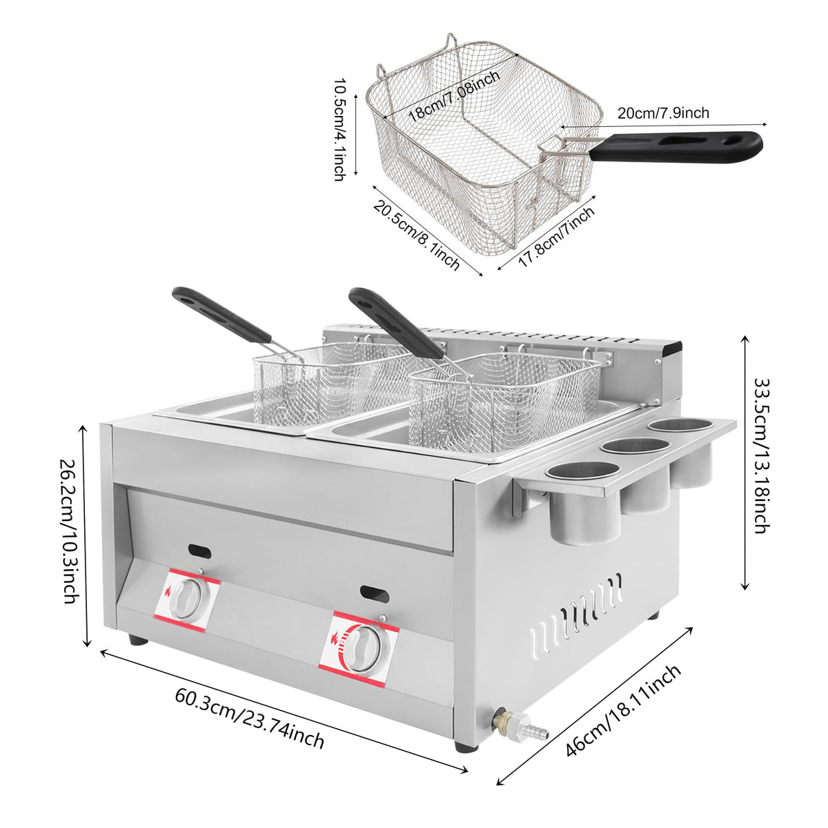 Stainless Steel Countertop Gas Deep Fryer with Basket N259855