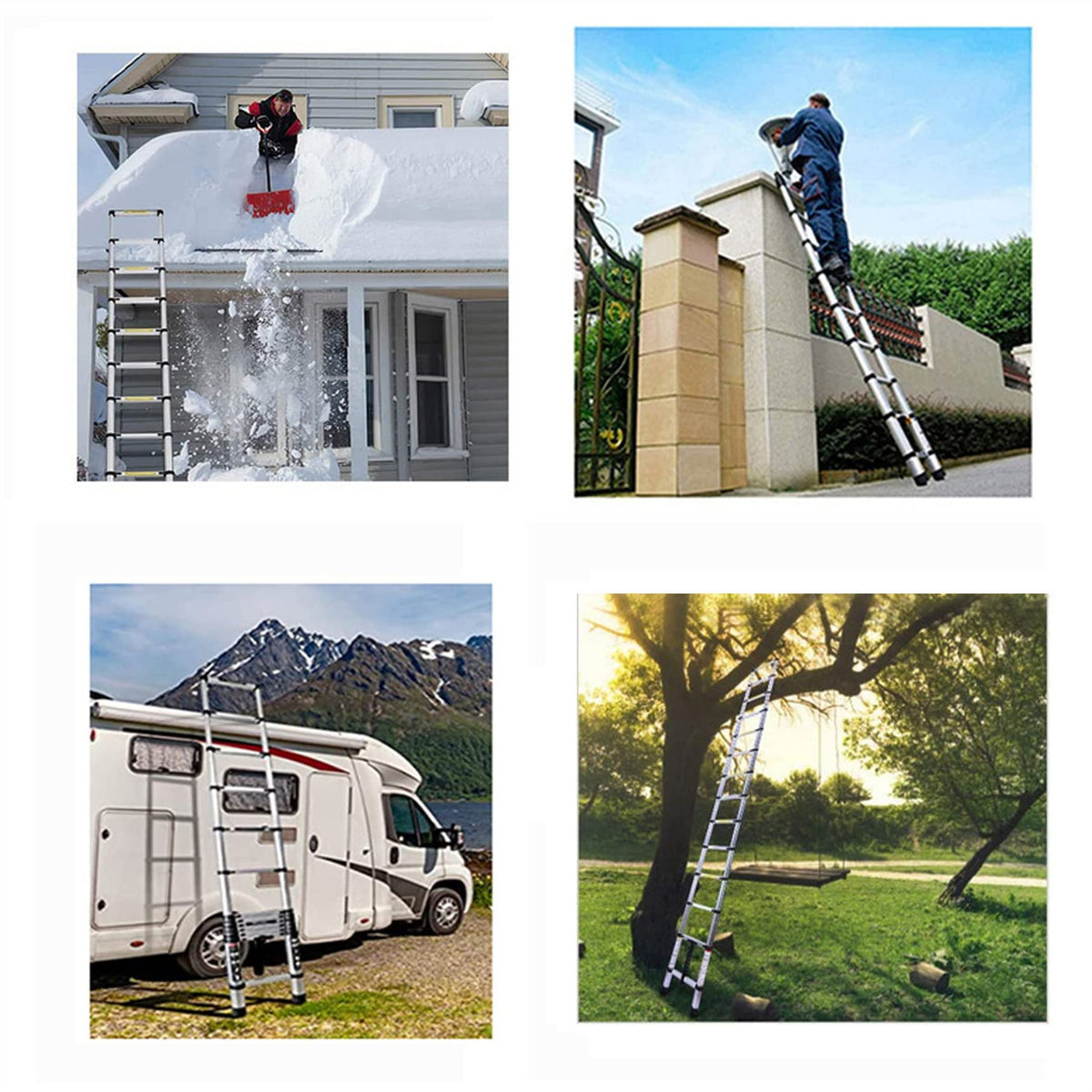 14.5 FT Aluminum Telescoping Ladder 330LB Capacity L303