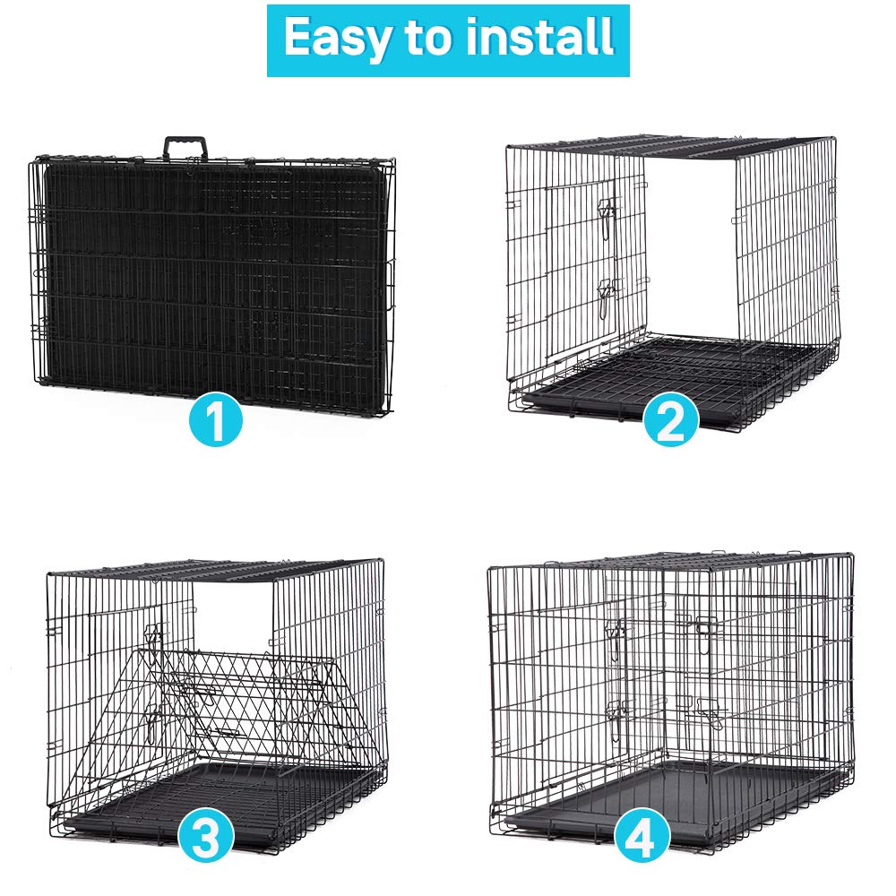 Folding Metal Dog Crate with Tray & Divider A5598