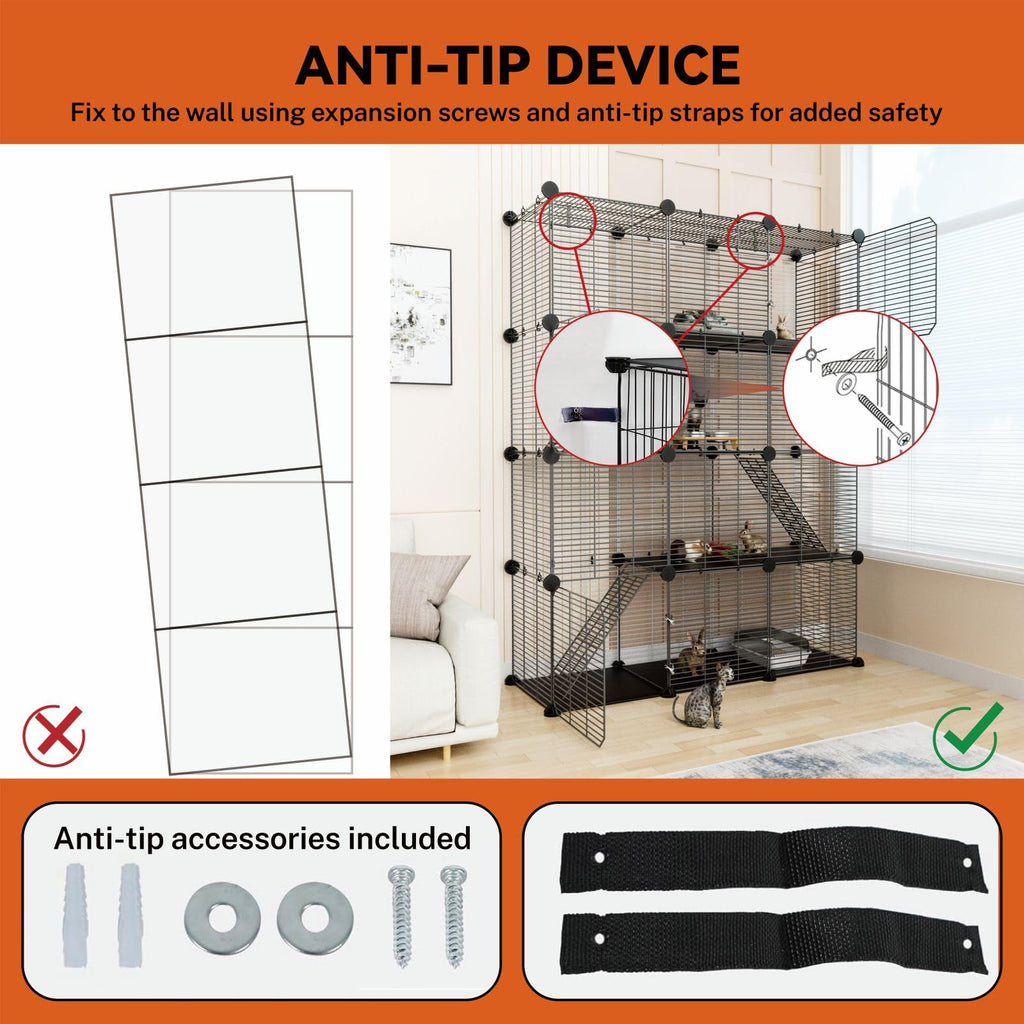 4-Tier Cat Cage Indoor with Anti-Tip Kit O413