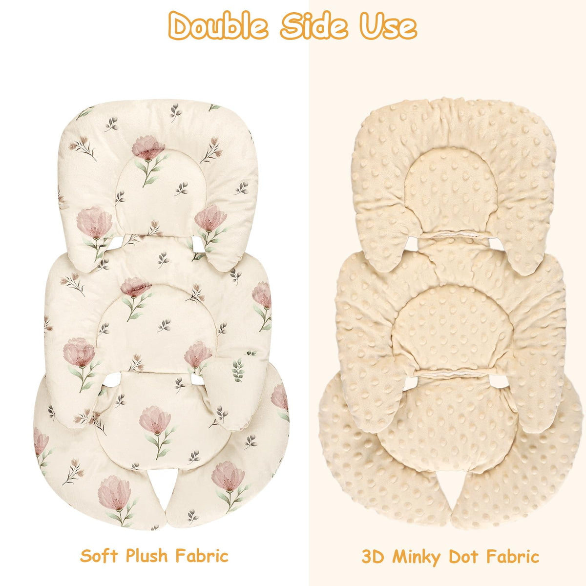 Infant Car Seat Insert with 2 Strap Pads, Reversible Head and Body Support W983