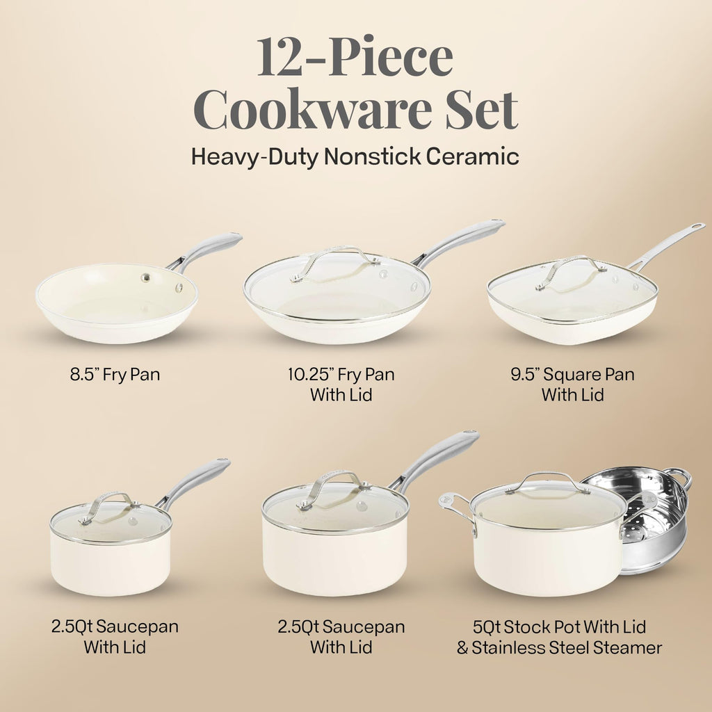 12 Pc Non Stick Ceramic Cookware Set I863