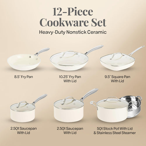 12 Pc Non Stick Ceramic Cookware Set I863