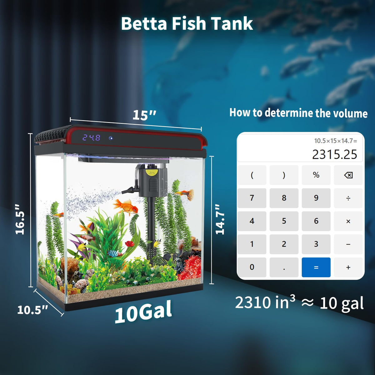10 Gallon Glass Aquarium Starter Kit with LED Lights and Filter F839470