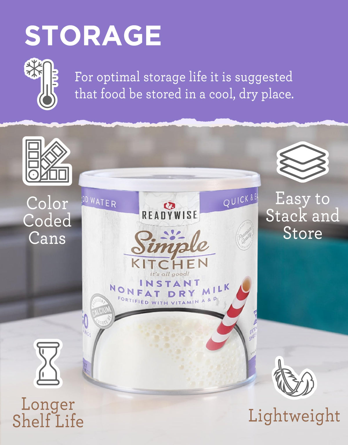 Instant Nonfat Powdered Milk 50 Servings Z525