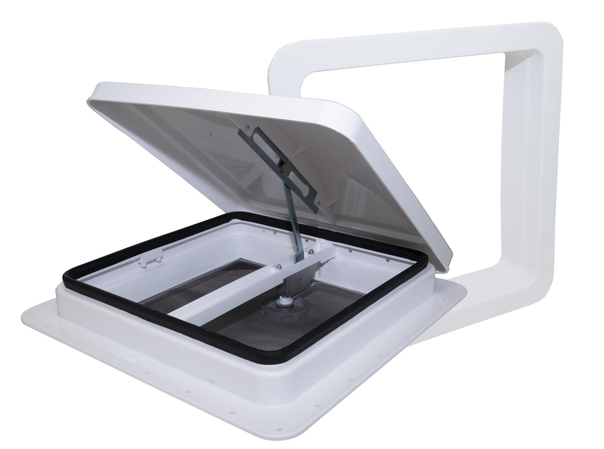 14" RV Roof Vent with White Lid and Manual Crank R76141