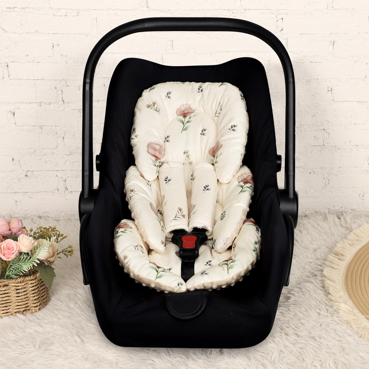 Infant Car Seat Insert with 2 Strap Pads, Reversible Head and Body Support W983