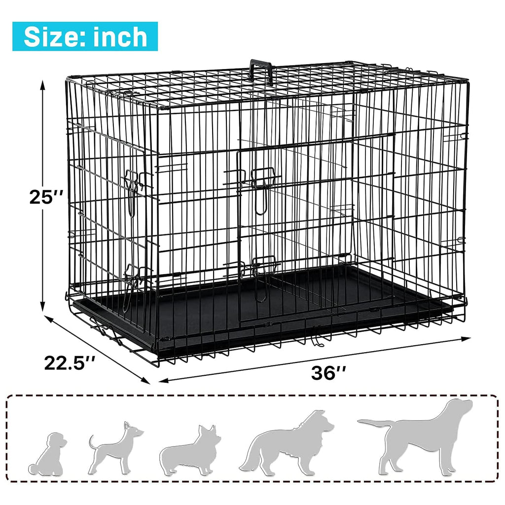 Folding Metal Dog Crate with Tray & Divider A5598