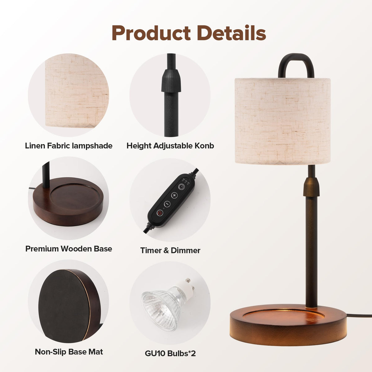 Dimmable Candle Warmer Lamp with Timer Y74495