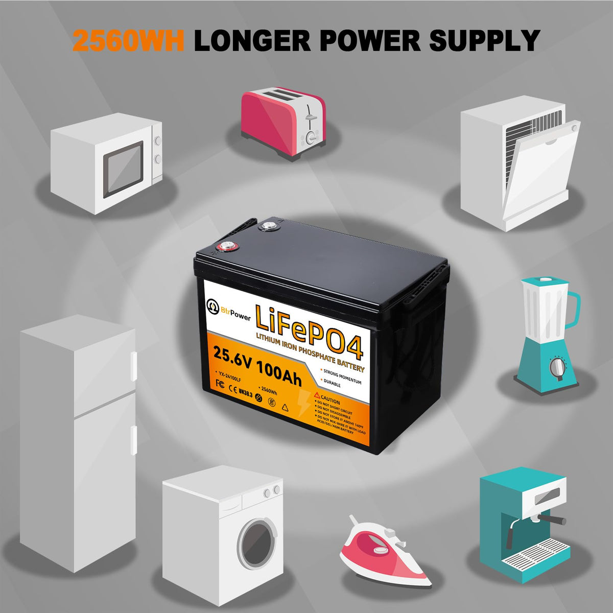 24V 100Ah Deep Cycle LiFePO4 Battery M17569