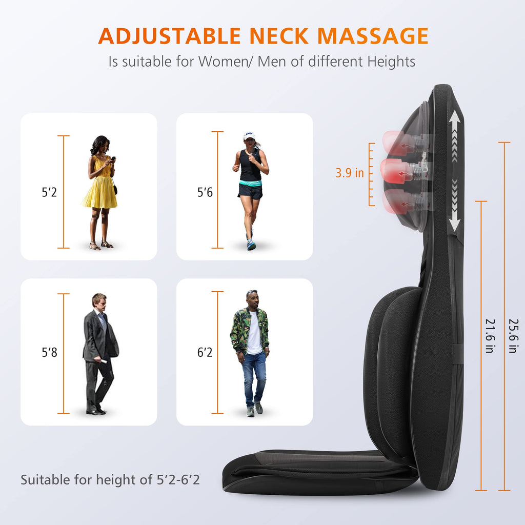 Shiatsu Neck and Back Massager Chair Pad with Heat G856