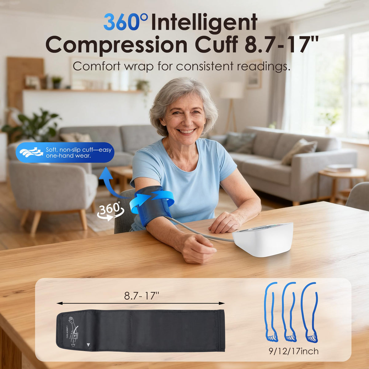 Blood Pressure Monitor with Adjustable 9-17in Cuff C374898