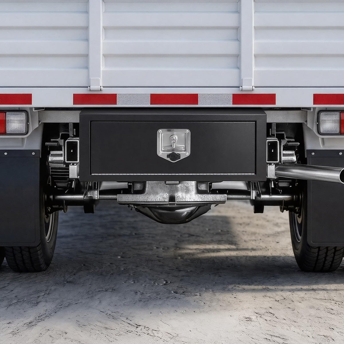 Underbody Truck Tool Box 27 x 10 x 10 Inch Heavy Duty Steel with Lock & Keys Black Q906
