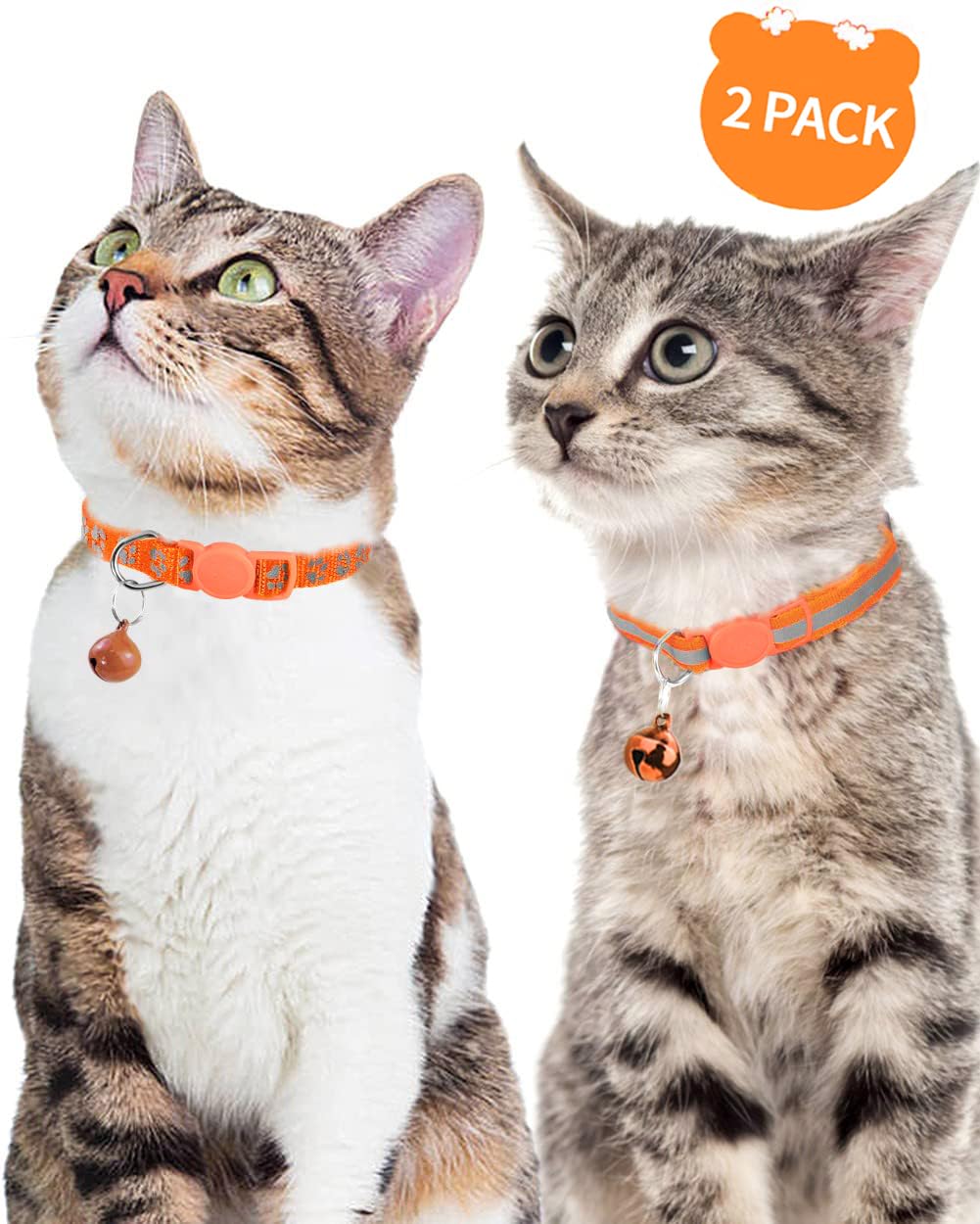 2 Pack Reflective Breakaway Cat Collar with Bell W567