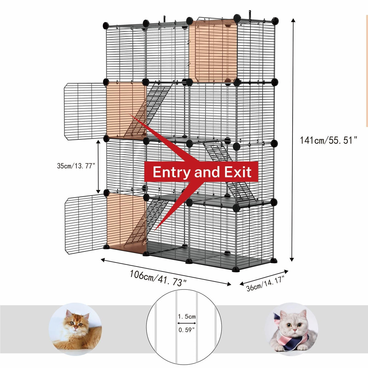4-Tier Cat Cage Indoor with Anti-Tip Kit O413