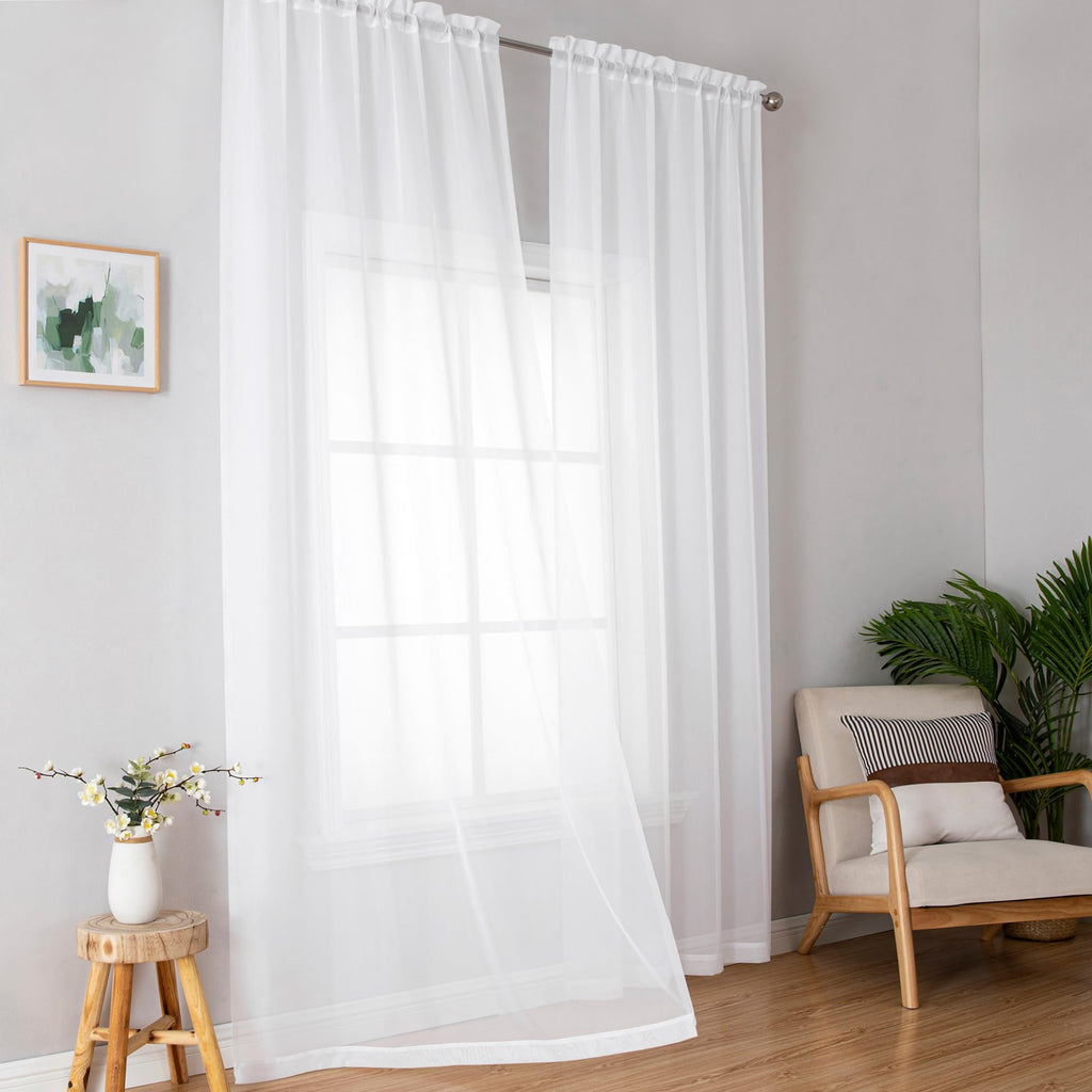 White Sheer Curtains 72 Inches Long 2 Panels J44855