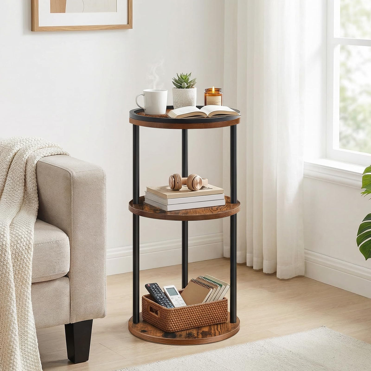 Small Round 3-Tier Side Table J486623