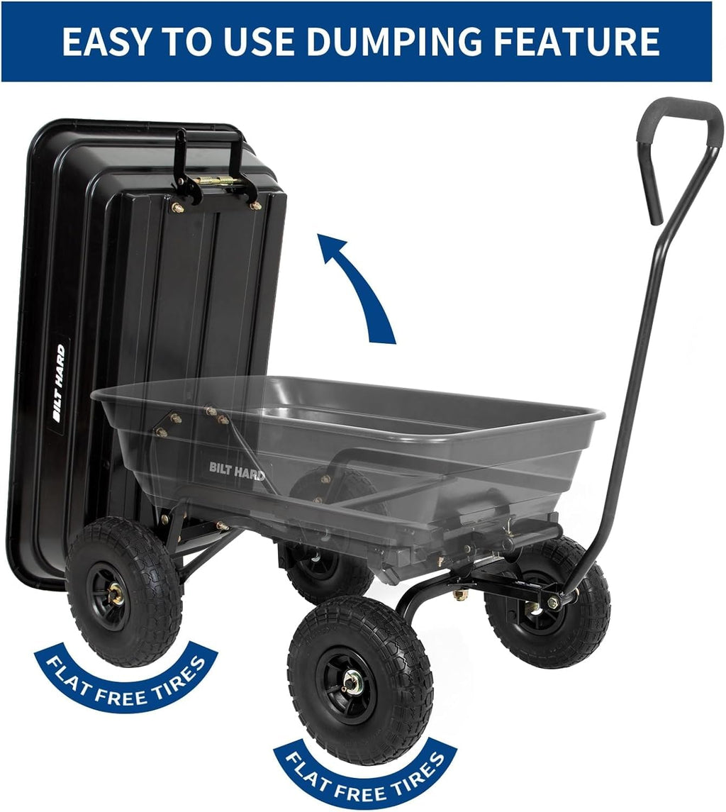 4 Cu.Ft. Poly Yard Dump Cart with 180° Rotating Handle X17082