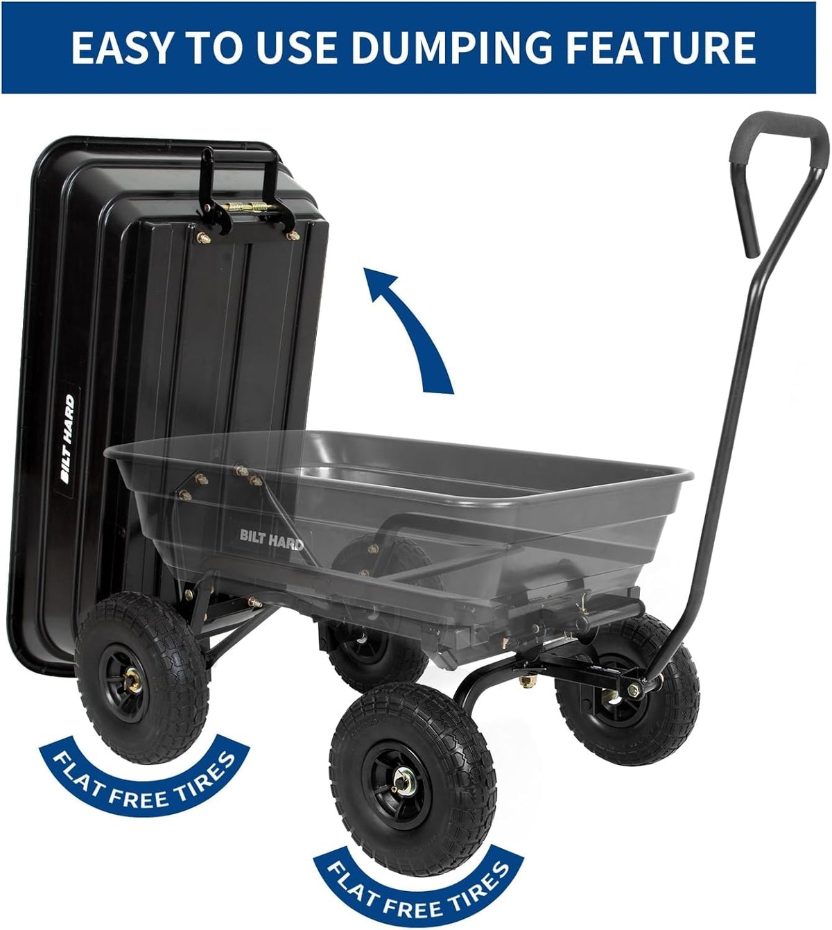 4 Cu.Ft. Poly Yard Dump Cart with 180° Rotating Handle X17082