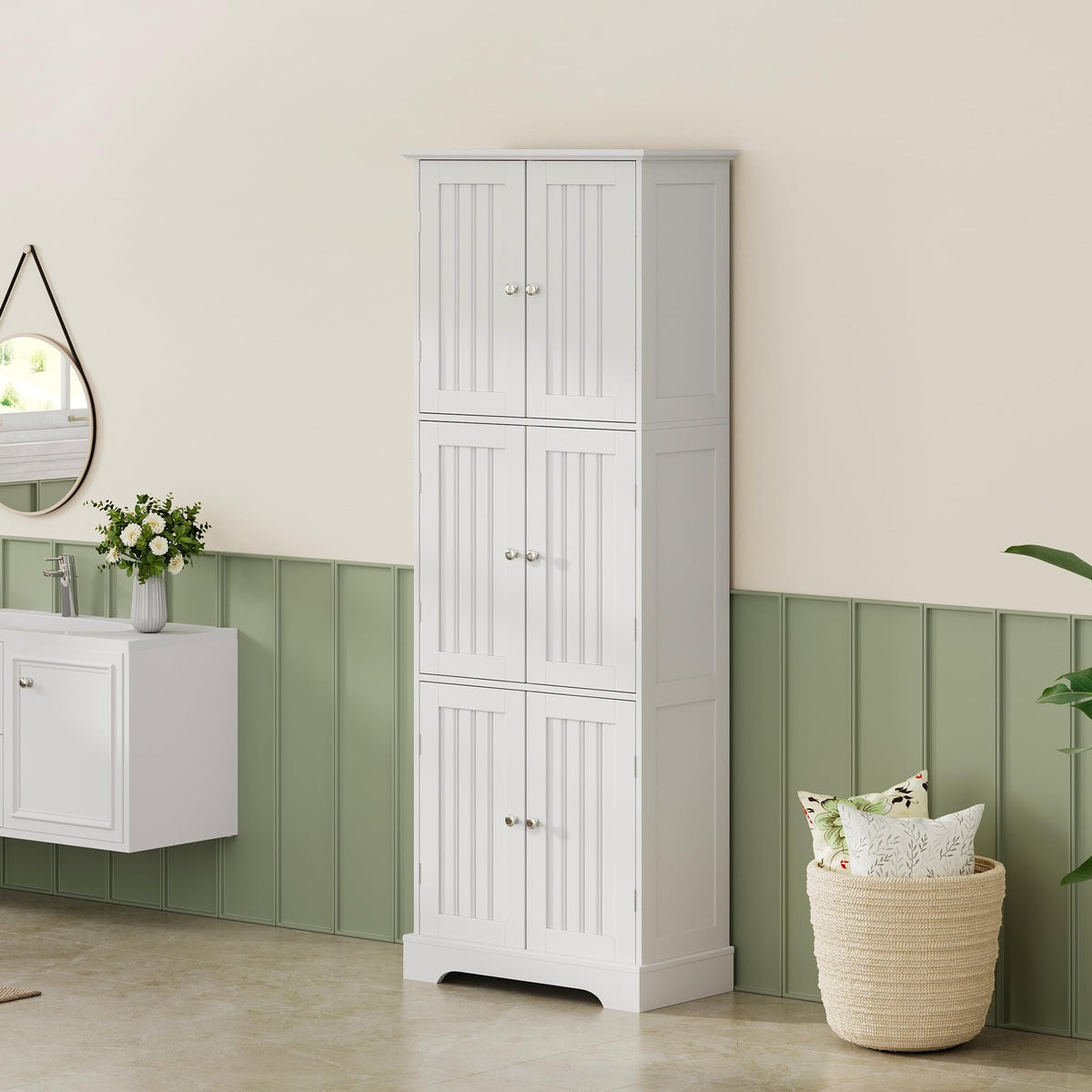 63.2" Tall Bathroom Storage Cabinet with 6 Doors J287235