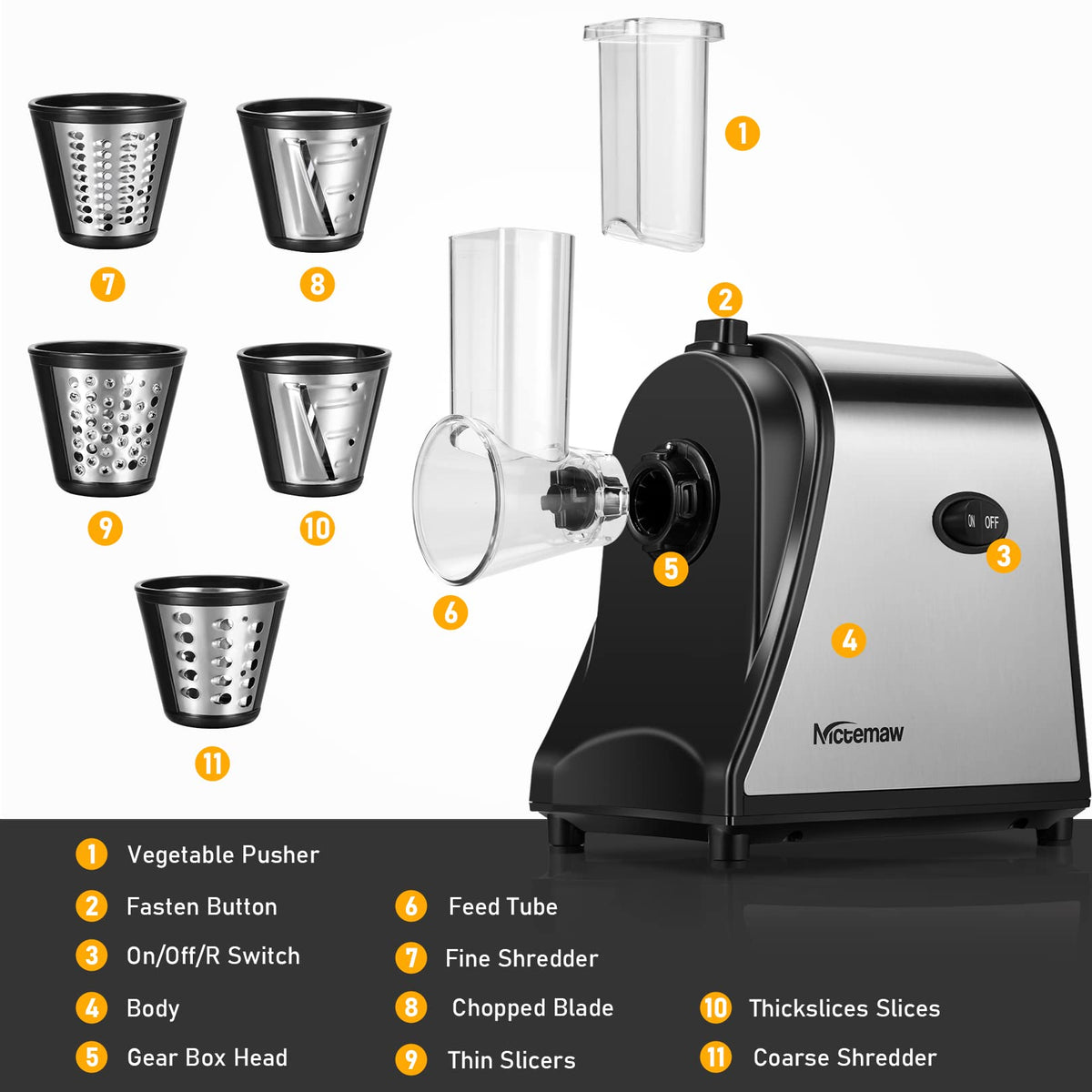 Electric Vegetable Cutter 500 W with 5 Cutting Drums O731
