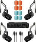 4-Person Podcast Equipment Bundle with 4-Channel USB Audio Interface and 4 Dynamic Microphones V178830
