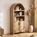 77.4" Tall Arched Wooden Storage Cabinet with Doors and Adjustable Shelves L138